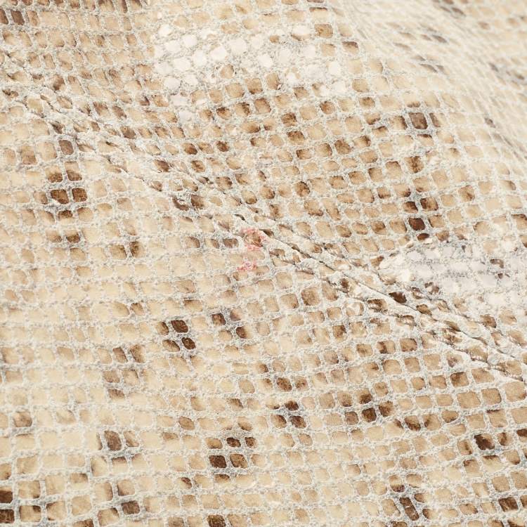 Pre Owned MICHAEL Michael Kors Beige Python Effect Suede Fulton Hobo