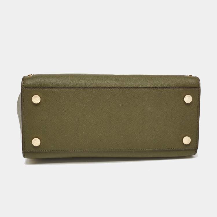 مملوكة مسبقًا Michael Kors Green Studded Leather Large Selma Satchel