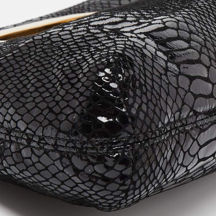 Pre Owned MICHAEL Michael Kors Black Python Effect Leather Berkley Clutch
