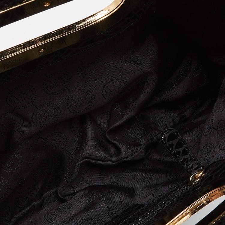 Pre Owned MICHAEL Michael Kors Black Python Effect Leather Berkley Clutch
