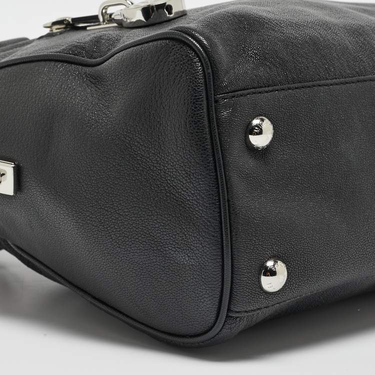 Pre Owned MICHAEL Michael Kors Black Leather Dome Top Handle Bag