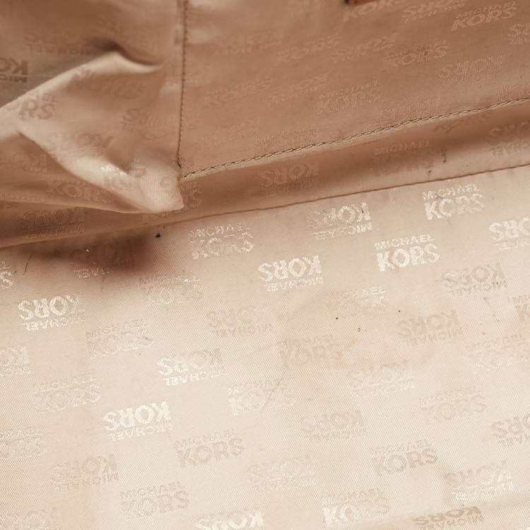 Pre Owned MICHAEL Michael Brown Signature Coated Canvas Jet Set Travel Tote