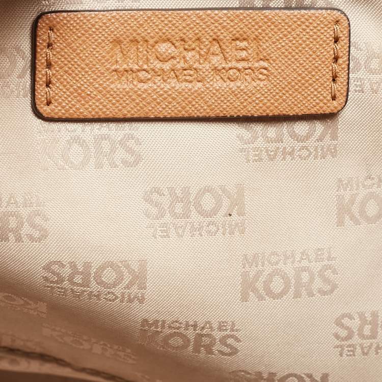 Pre Owned MICHAEL Michael Brown Signature Coated Canvas Jet Set Travel Tote