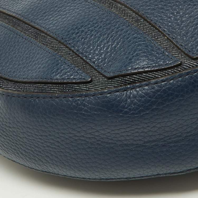 Pre Owned MICHAEL Michael Kors Blue Leather and Canvas Hobo
