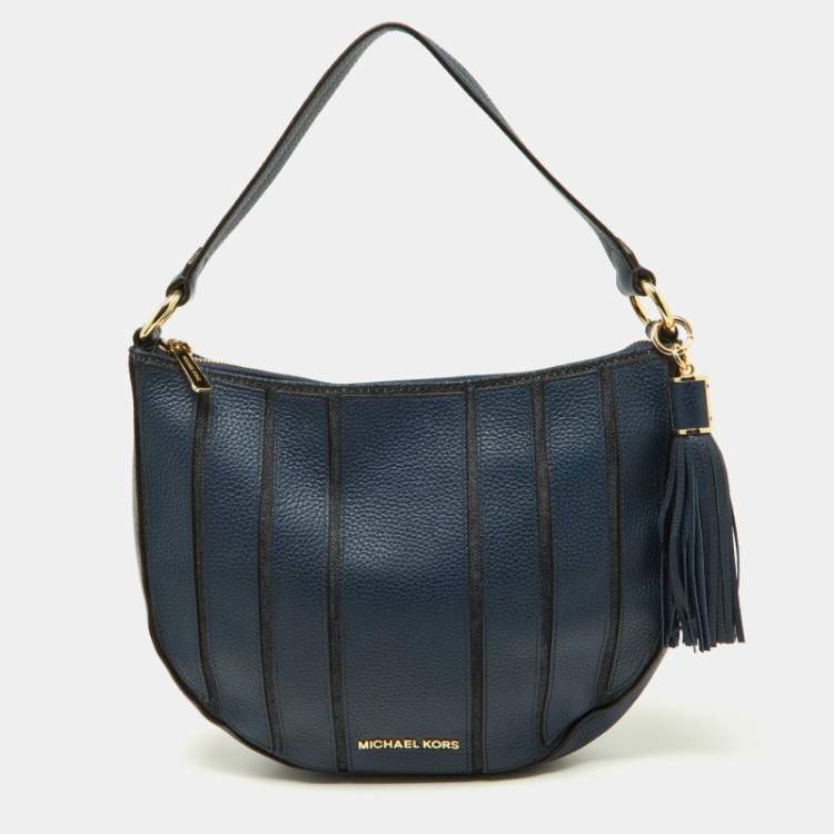 Pre Owned MICHAEL Michael Kors Blue Leather and Canvas Hobo