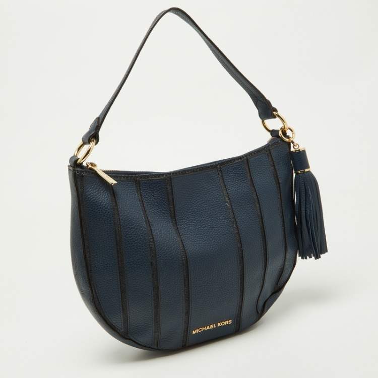 Pre Owned MICHAEL Michael Kors Blue Leather and Canvas Hobo