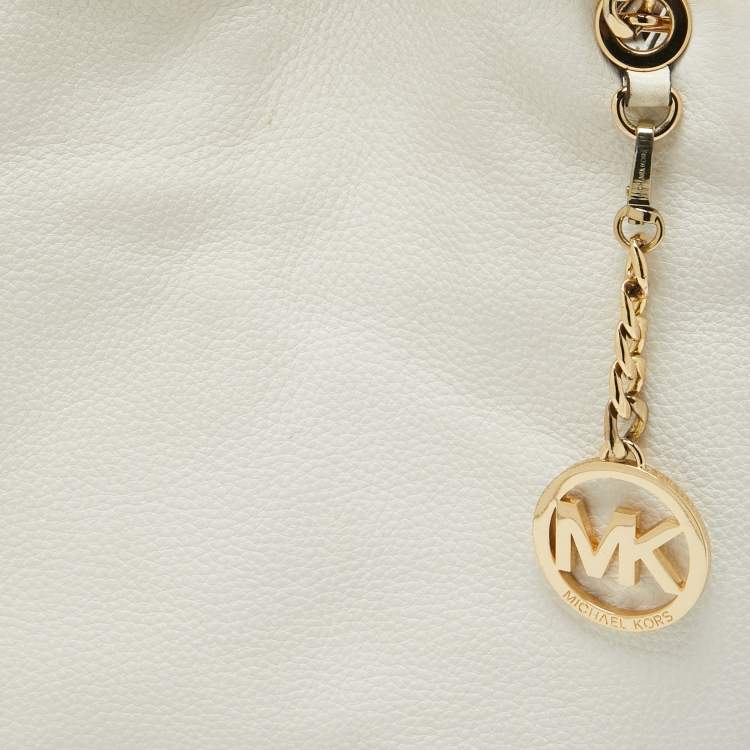Pre Owned MICHAEL Michael Kors White Leather Jet Set Chain Shoulder Bag