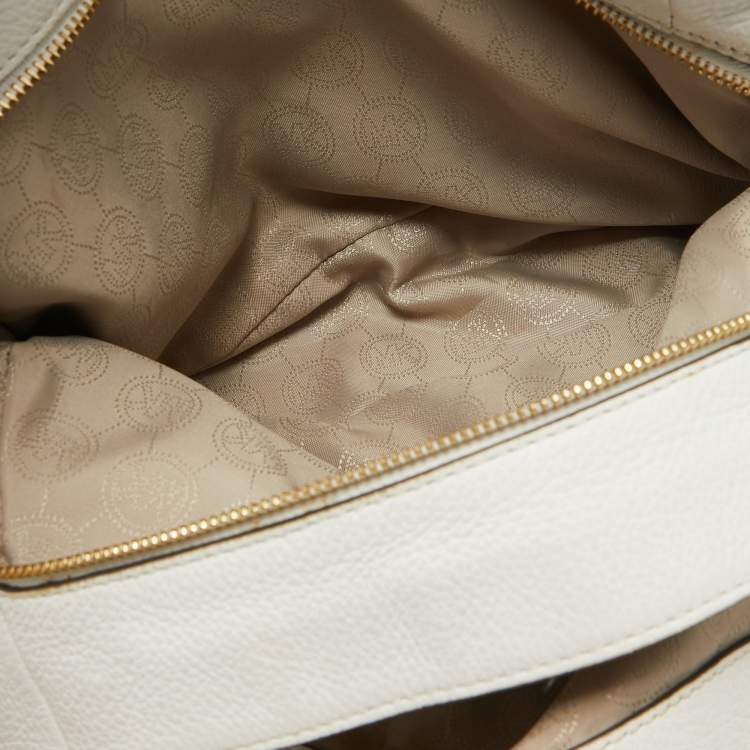 Pre Owned MICHAEL Michael Kors White Leather Jet Set Chain Shoulder Bag