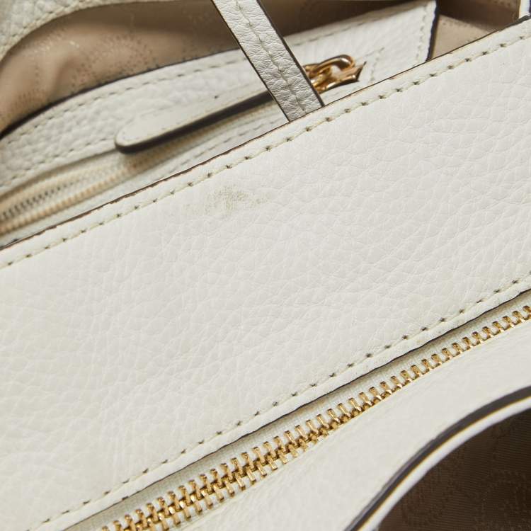 Pre Owned MICHAEL Michael Kors White Leather Jet Set Chain Shoulder Bag