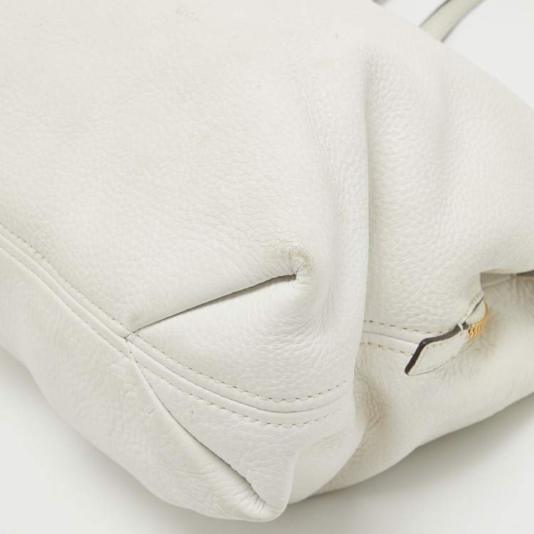 Pre Owned MICHAEL Michael Kors White Leather Jet Set Chain Shoulder Bag