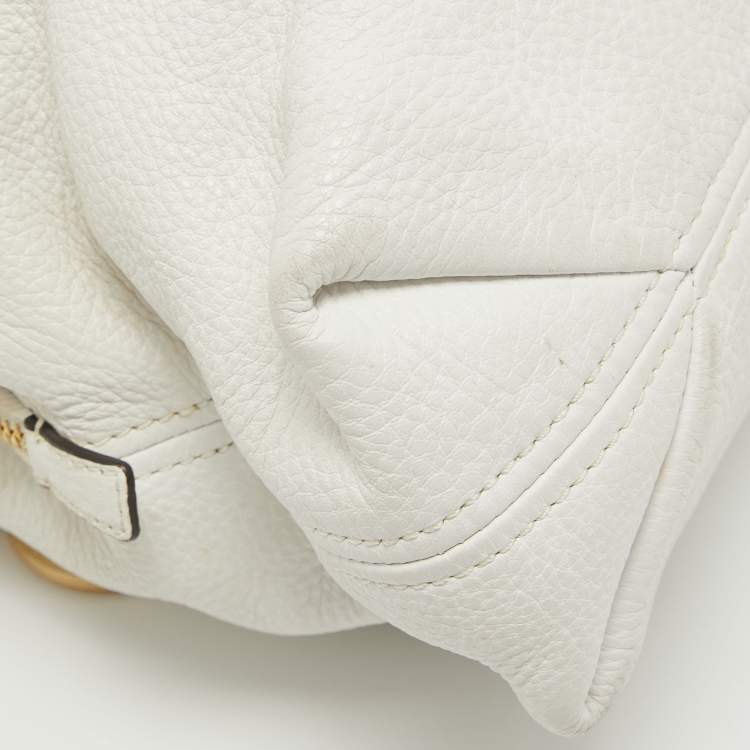 Pre Owned MICHAEL Michael Kors White Leather Jet Set Chain Shoulder Bag