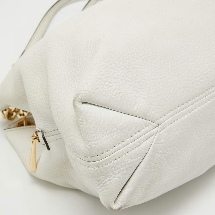 Pre Owned MICHAEL Michael Kors White Leather Jet Set Chain Shoulder Bag