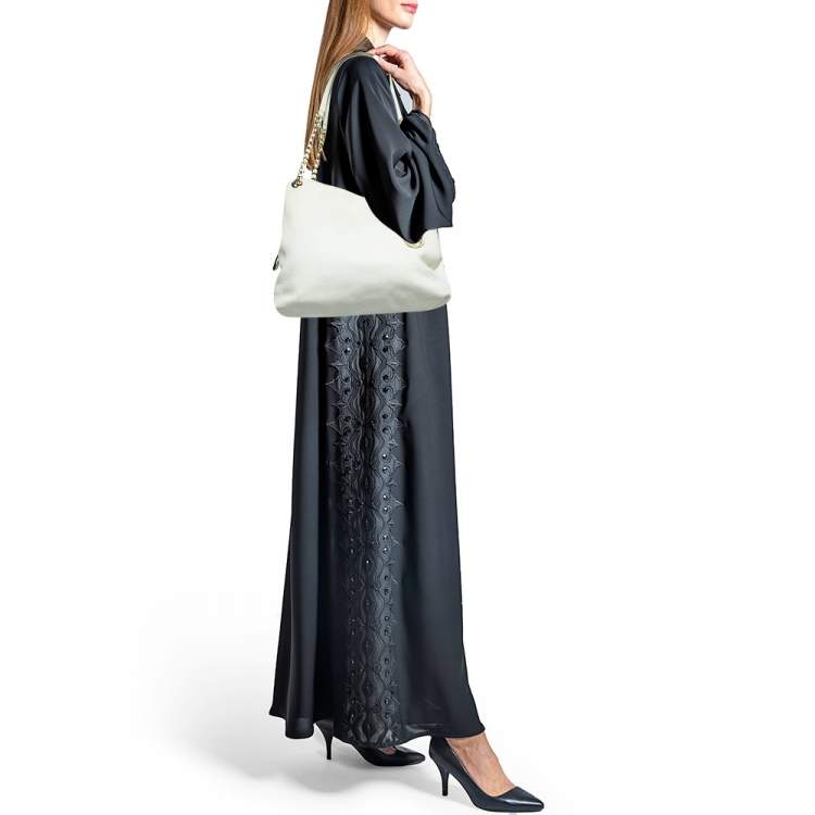Pre Owned MICHAEL Michael Kors White Leather Jet Set Chain Shoulder Bag