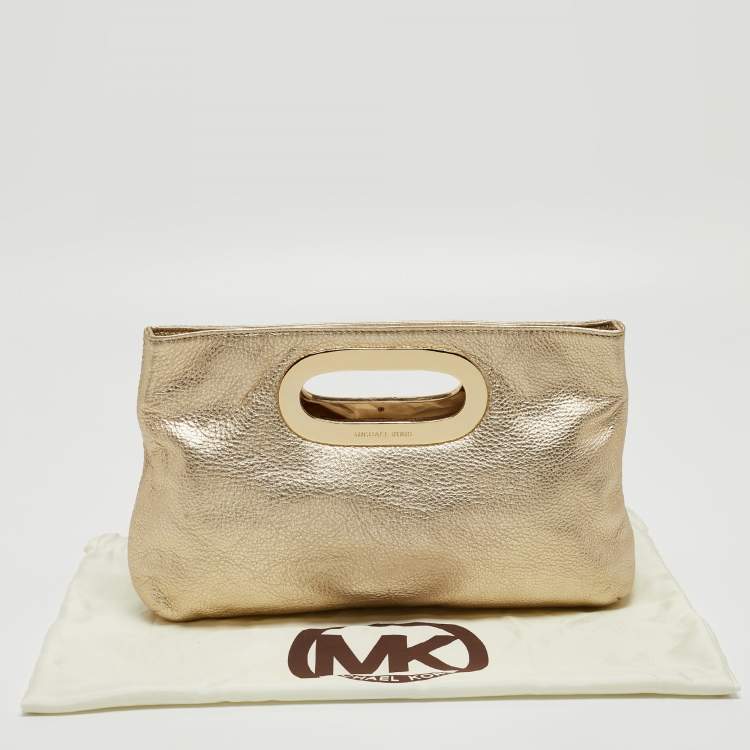 Pre Owned MICHAEL Michael Kors Gold Leather Berkley Clutch