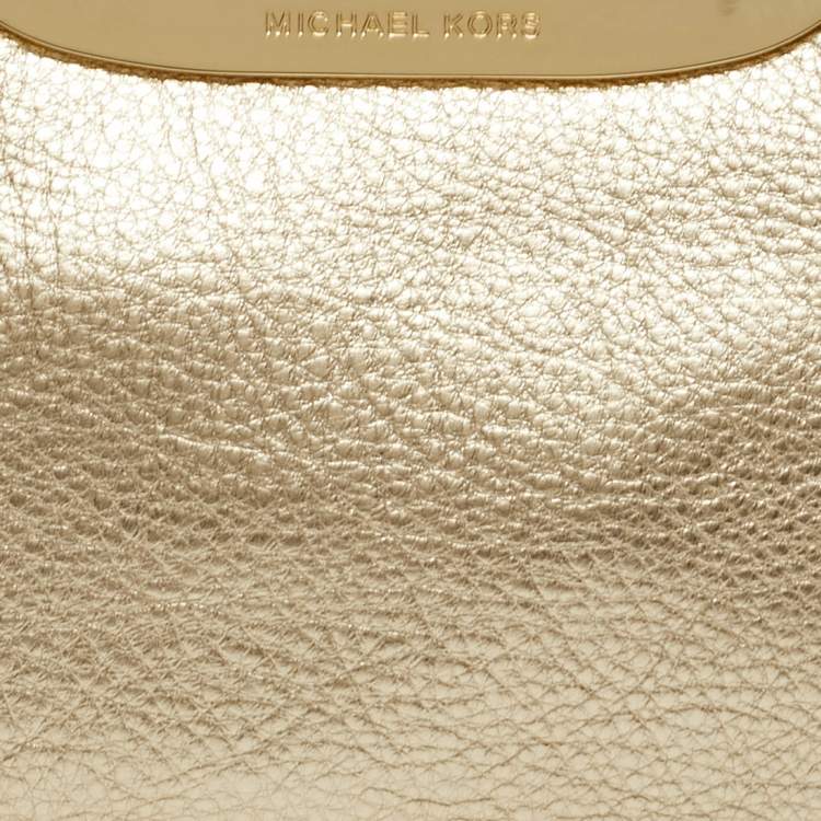 Pre Owned MICHAEL Michael Kors Gold Leather Berkley Clutch