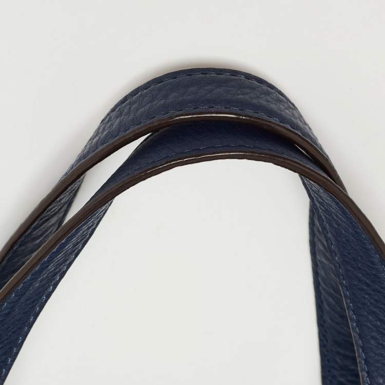 Pre Owned MICHAEL Michael Kors Navy Blue Pebbled Leather Tristan Satchel