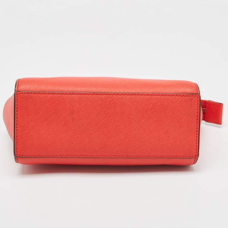 Pre Owned MICHAEL Michael Kors Red Saffiano Leather Medium Selma Crossbody Bag