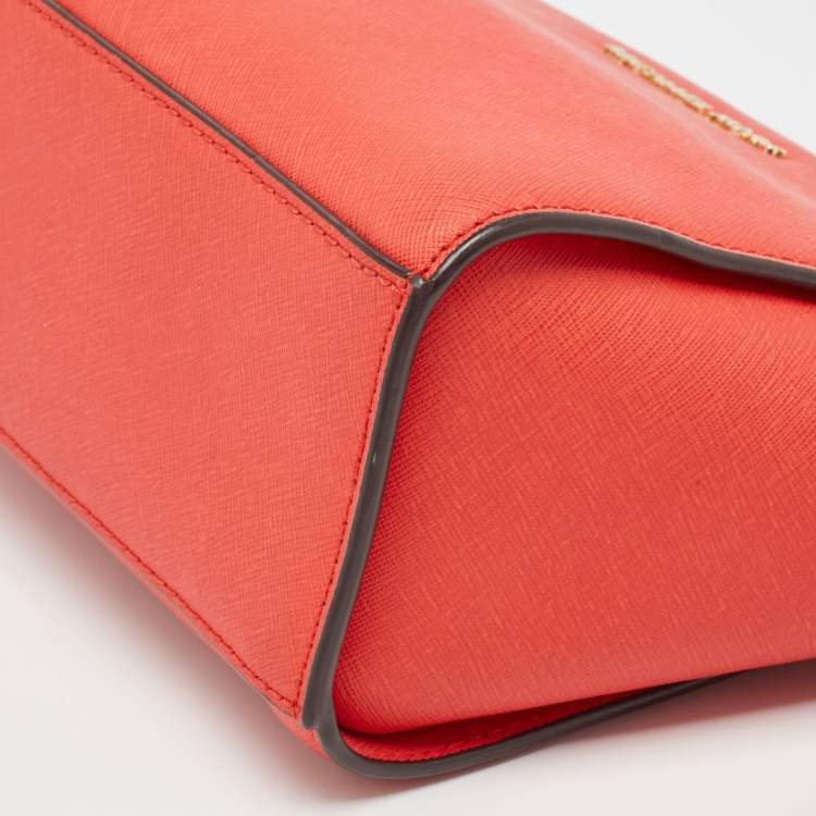 Pre Owned MICHAEL Michael Kors Red Saffiano Leather Medium Selma Crossbody Bag