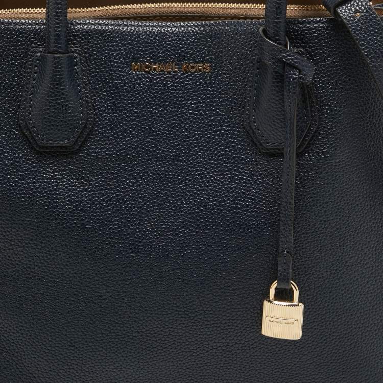 Pre Owned MICHAEL Michael Kors Navy Blue Grain Leather Large Mercer Tote