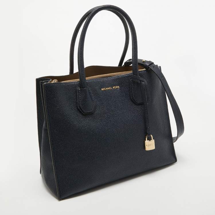 Pre Owned MICHAEL Michael Kors Navy Blue Grain Leather Large Mercer Tote