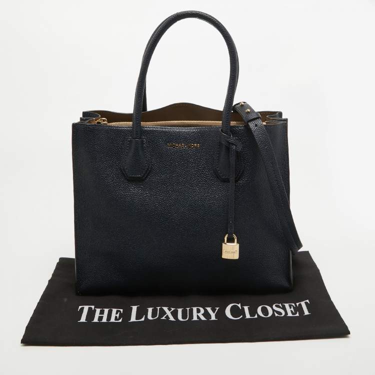 Pre Owned MICHAEL Michael Kors Navy Blue Grain Leather Large Mercer Tote