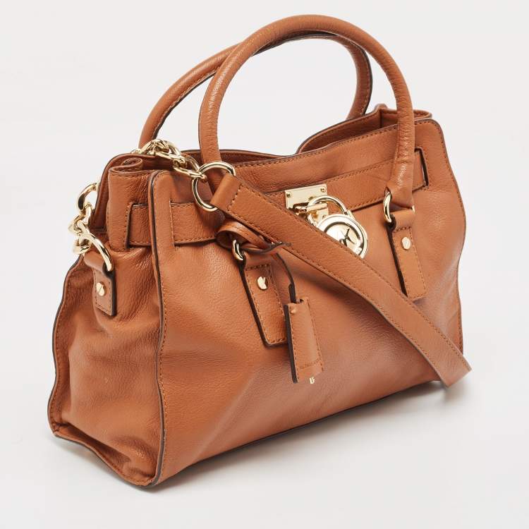 Pre Owned MICHAEL Michael Kors Brown Leather Medium Hamilton East West Tote