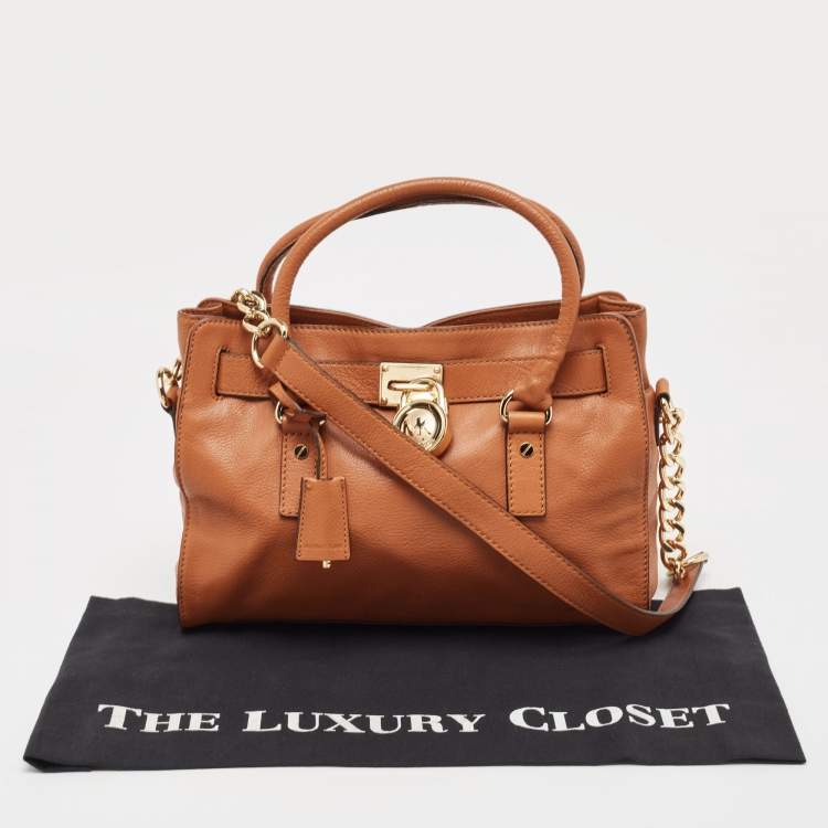 Pre Owned MICHAEL Michael Kors Brown Leather Medium Hamilton East West Tote