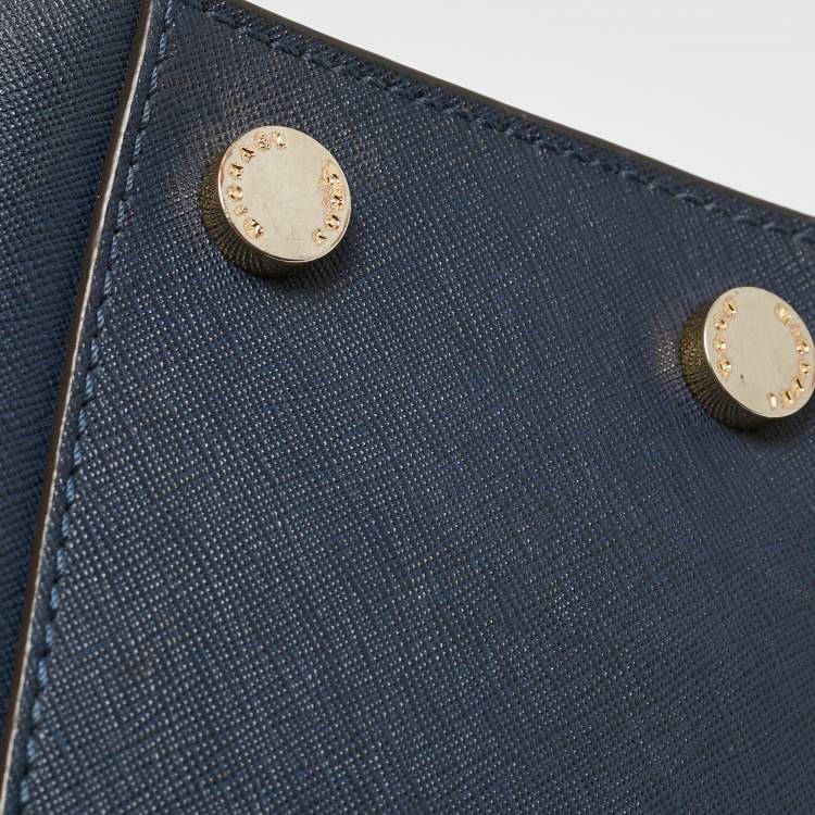Pre Owned Michael Michael Kors Navy Blue Leather Medium Selma Tote