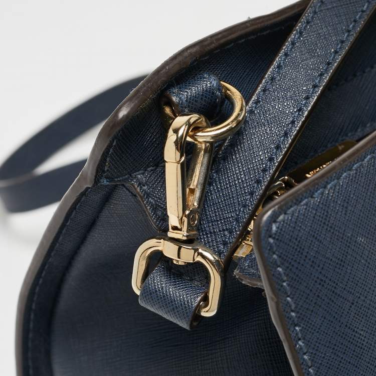 Pre Owned Michael Michael Kors Navy Blue Leather Medium Selma Tote