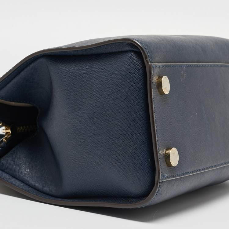 Pre Owned Michael Michael Kors Navy Blue Leather Medium Selma Tote