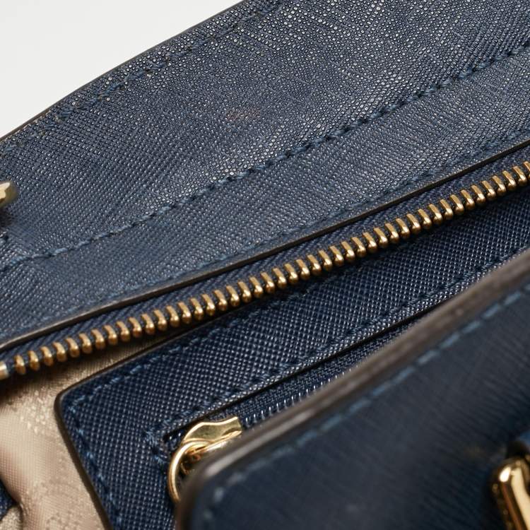 Pre Owned Michael Michael Kors Navy Blue Leather Medium Selma Tote