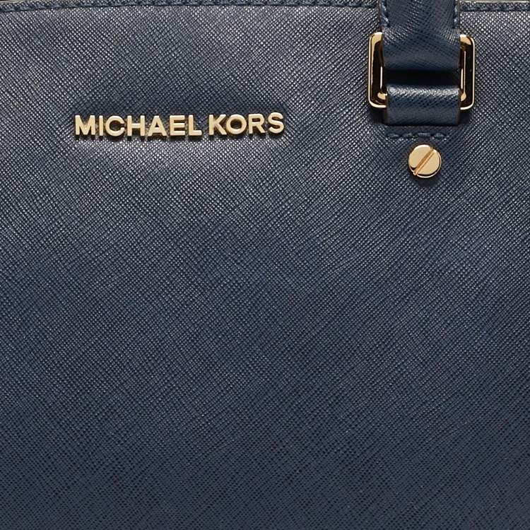 Pre Owned Michael Michael Kors Navy Blue Leather Medium Selma Tote