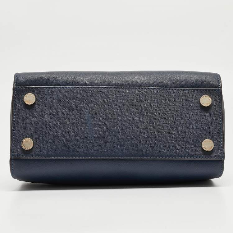 Pre Owned Michael Michael Kors Navy Blue Leather Medium Selma Tote