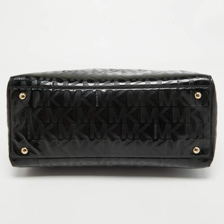 Pre Owned MICHAEL Michael Kors Black Signature Patent Leather Satchel