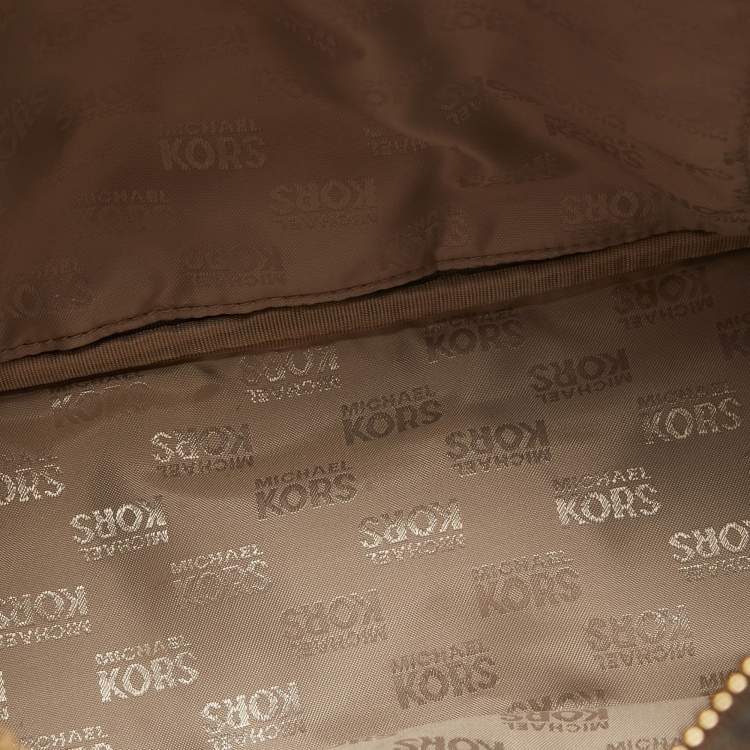 Pre Owned MICHAEL Michael Kors Brown Signature Coated Canvas Studded Abbey Backpack