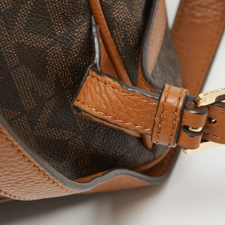 Pre Owned MICHAEL Michael Kors Brown Signature Coated Canvas Studded Abbey Backpack