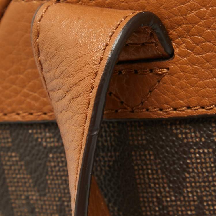 Pre Owned MICHAEL Michael Kors Brown Signature Coated Canvas Studded Abbey Backpack