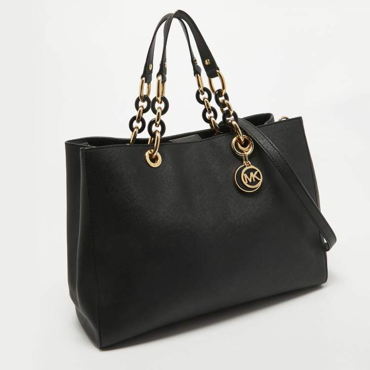 Pre Owned MICHAEL Michael Kors Black Saffiano Leather Large Cynthia Tote