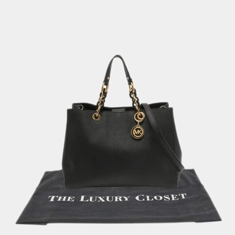 Pre Owned MICHAEL Michael Kors Black Saffiano Leather Large Cynthia Tote