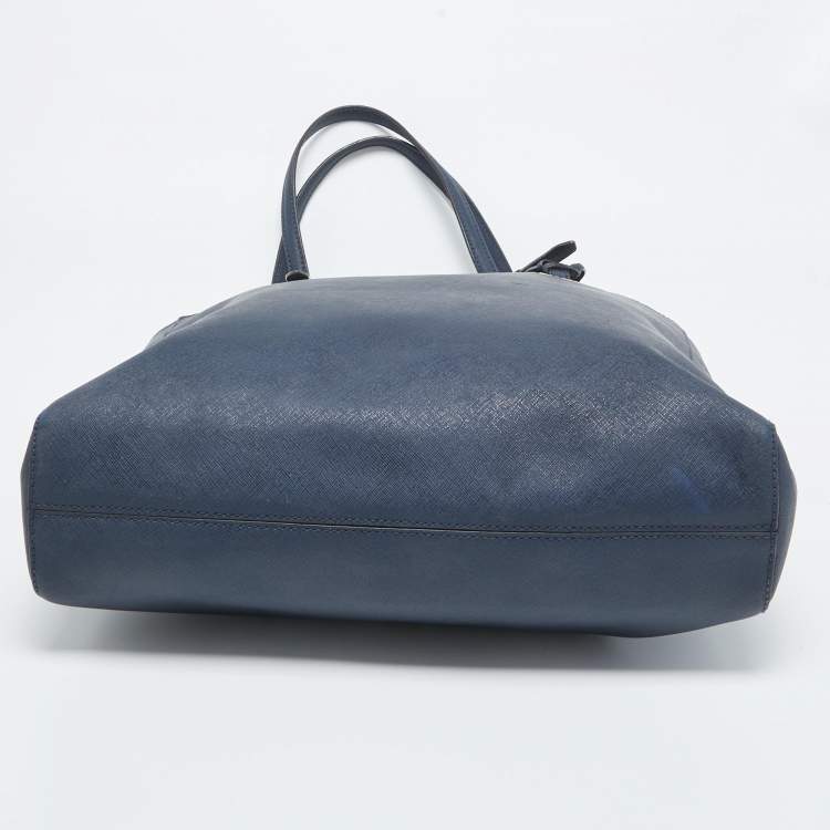 Pre Owned MICHAEL Michael Kors Navy Blue Leather Jet Set Tote