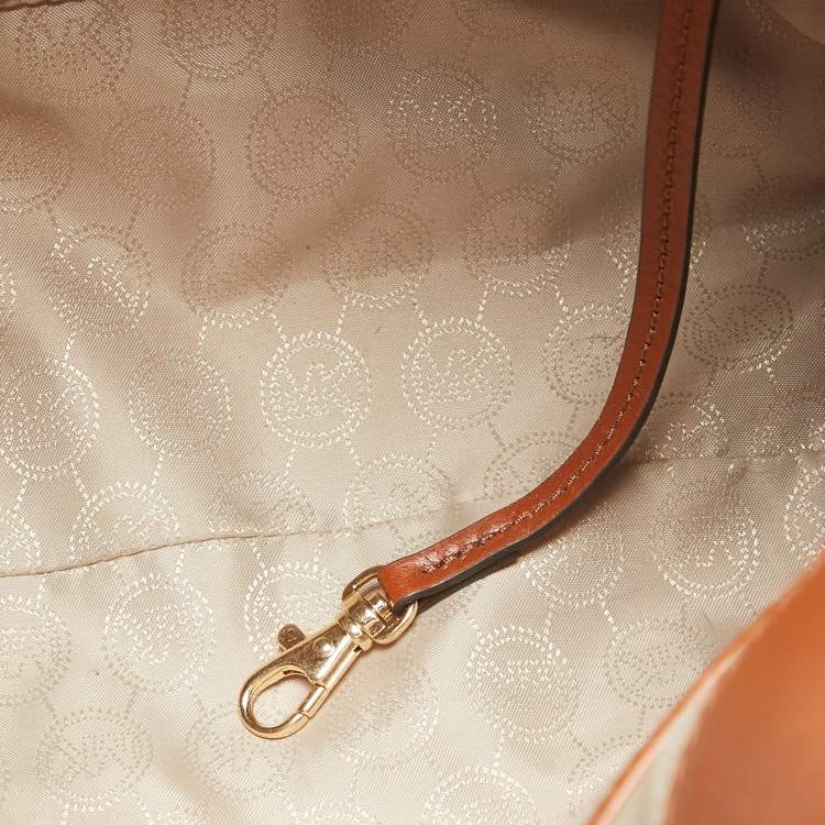 Pre Owned MICHAEL Michael Kors Brown Signature Coated Canvas Large North South Hamilton Tote