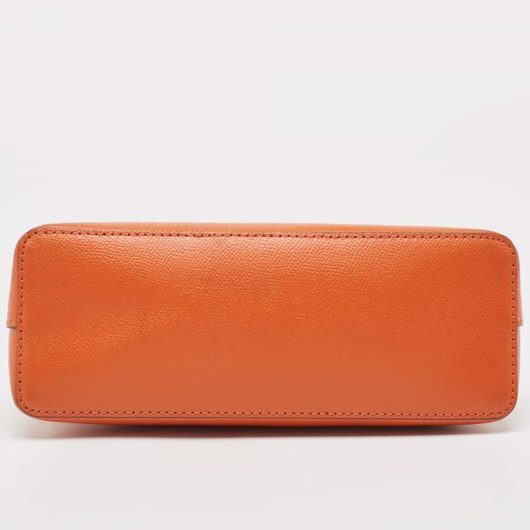 Pre Owned MICHAEL Michael Kors Orange Leather Medium Logo Dome Crossbody Bag