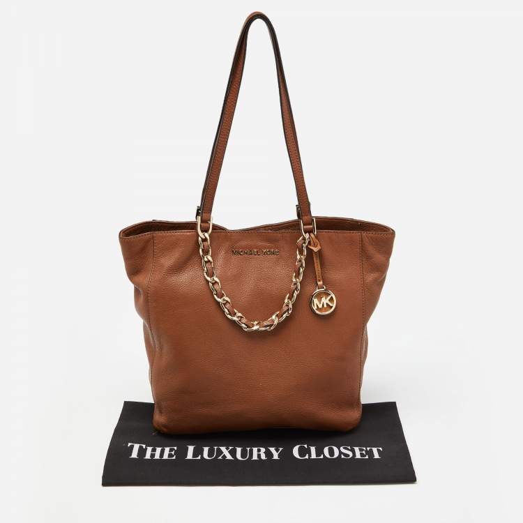Pre Owned MICHAEL Michael Kors Brown Leather Chain Tote 