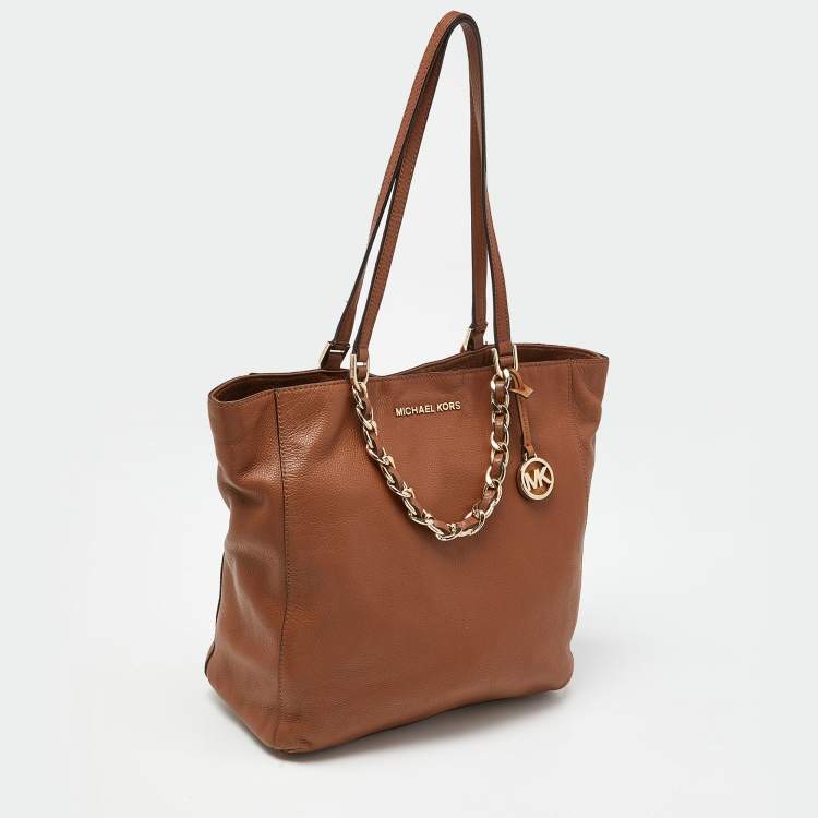 Pre Owned MICHAEL Michael Kors Brown Leather Chain Tote 