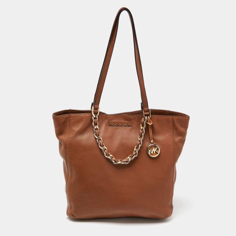 Pre Owned MICHAEL Michael Kors Brown Leather Chain Tote 