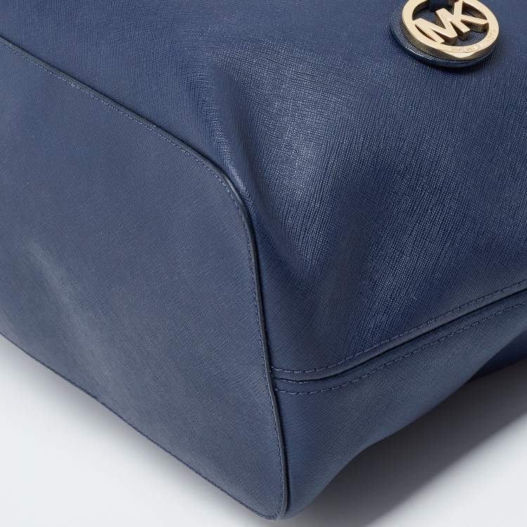 مملوكة مسبقًا MICHAEL Michael Kors Navy Blue Leather Large Jet Set Travel Tote