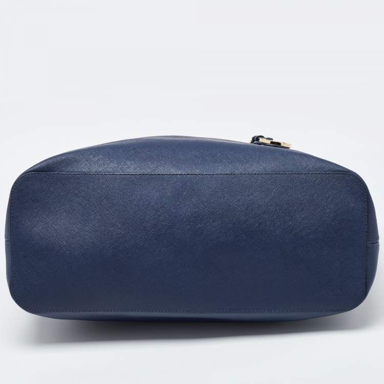مملوكة مسبقًا MICHAEL Michael Kors Navy Blue Leather Large Jet Set Travel Tote