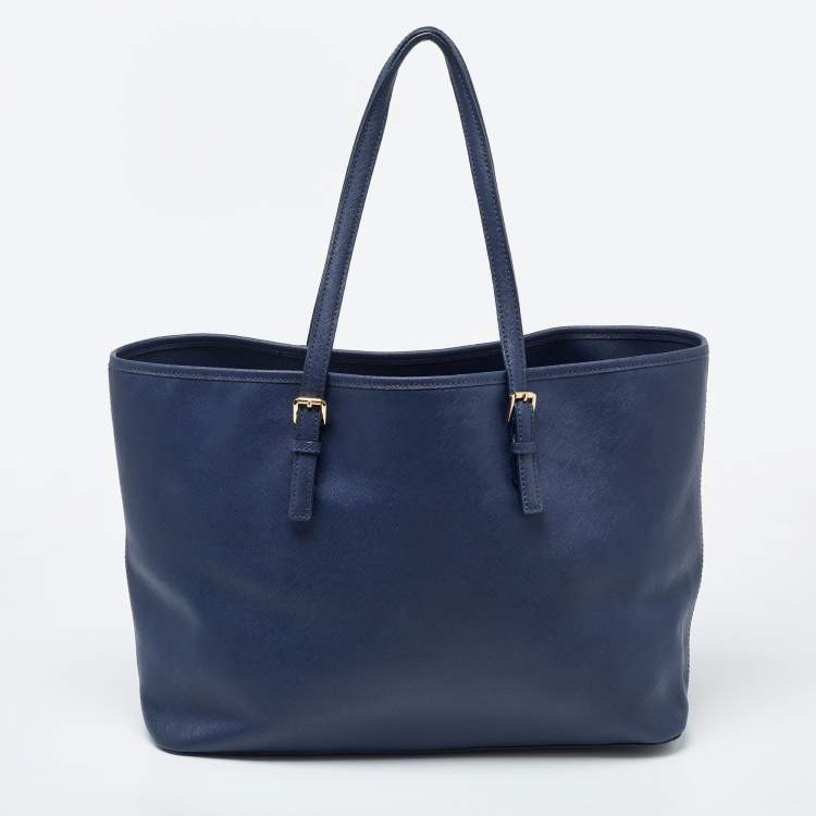 مملوكة مسبقًا MICHAEL Michael Kors Navy Blue Leather Large Jet Set Travel Tote