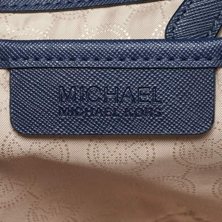 مملوكة مسبقًا MICHAEL Michael Kors Navy Blue Leather Large Jet Set Travel Tote