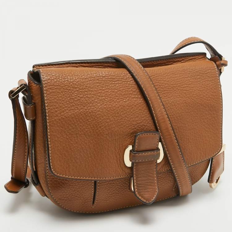 Pre Owned MICHAEL Michael Kors Brown Leather Flap Crossbody Bag